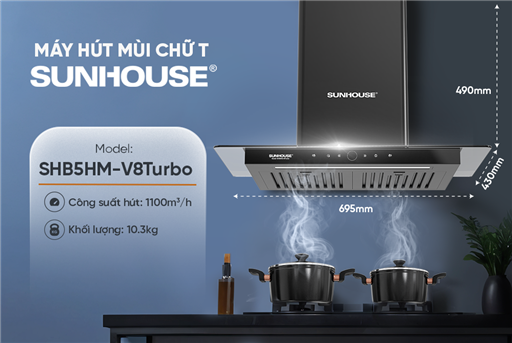 Máy hút mùi chữ t Sunhouse SHB5HM-V8Turbo – ảnh 6