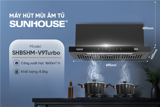 Máy hút mùi âm tủ Sunhouse SHB5HM-V9Turbo – ảnh 6