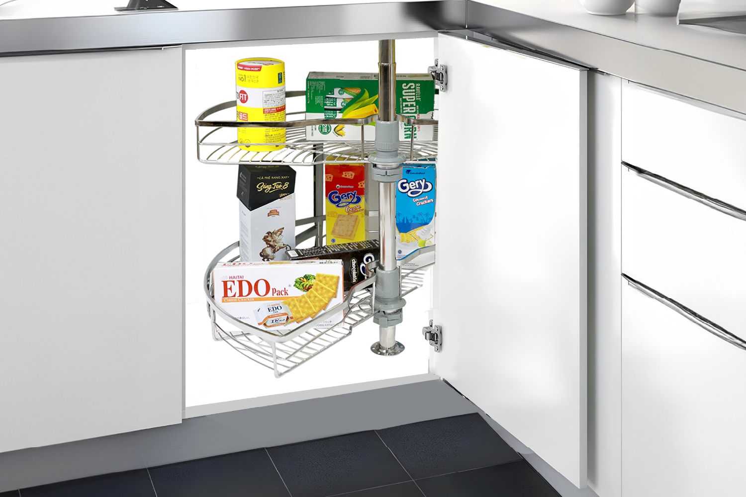 Kệ góc mâm xoay góc mở 1/2 - 180° GrandX XC.180.80S1 – ảnh 2