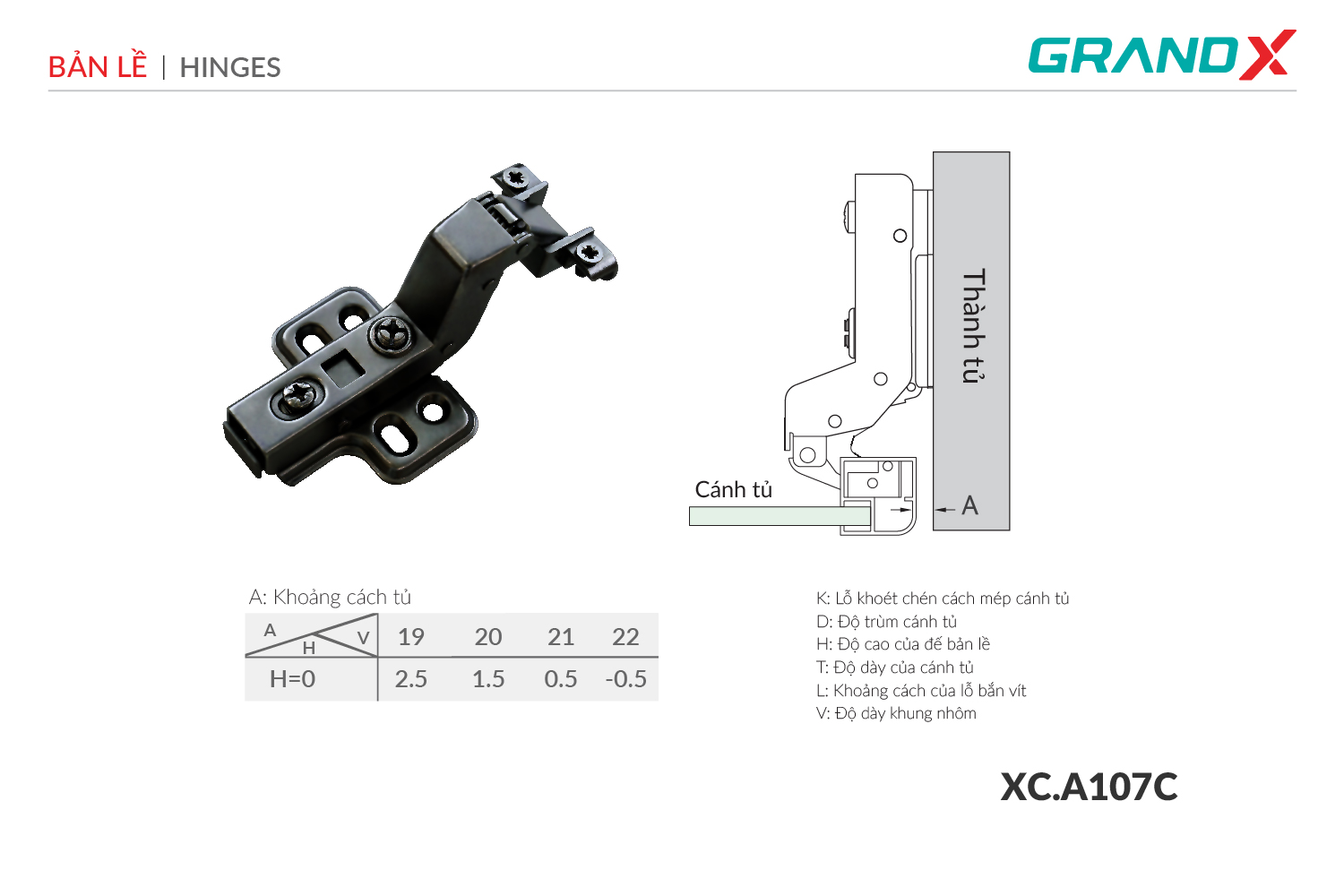 Bản lề Capella cho cửa nhôm GrandX XC.A107C – ảnh 2