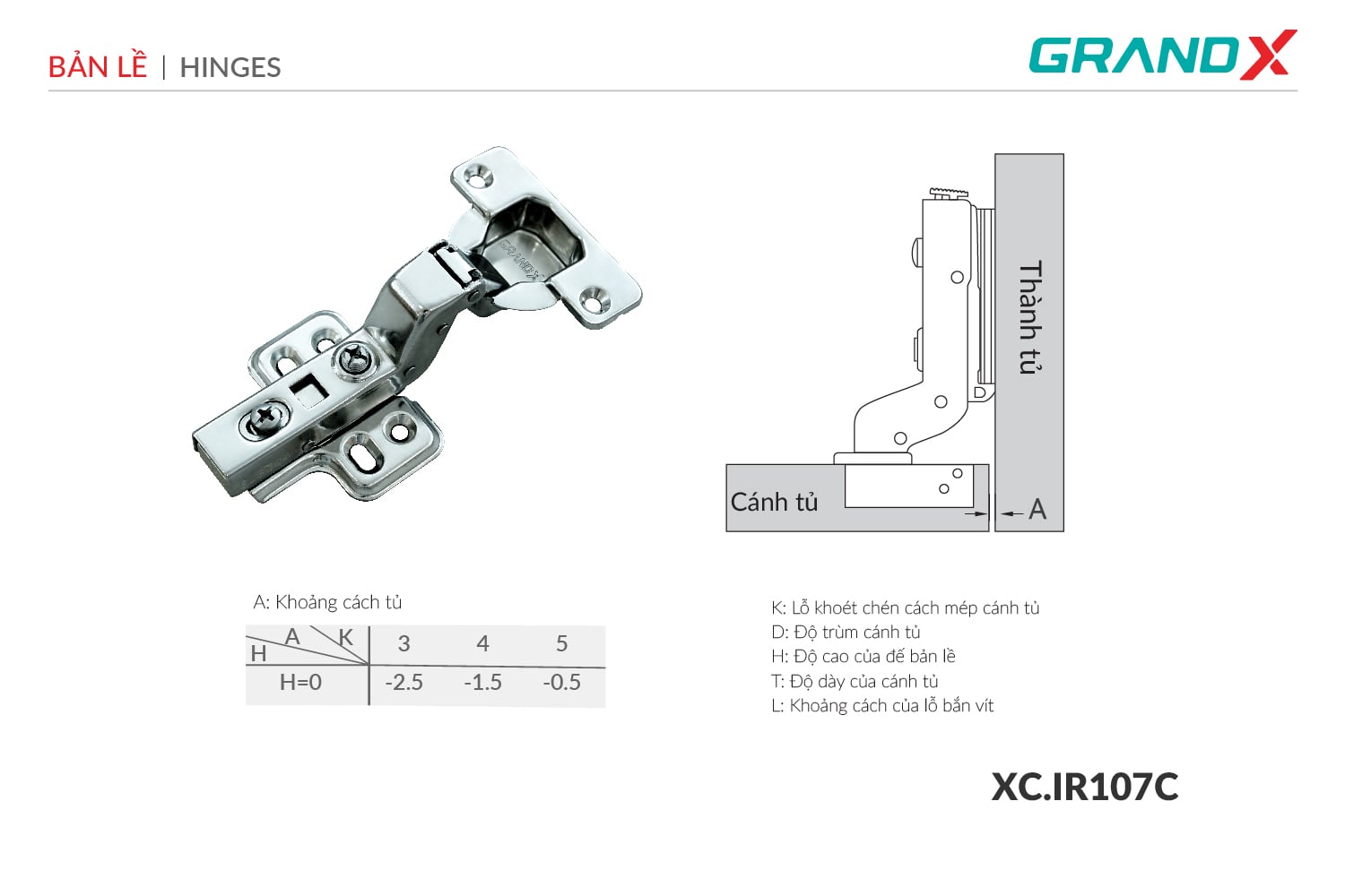 Bản lề Capella thép GrandX XC.IR107C – ảnh 2