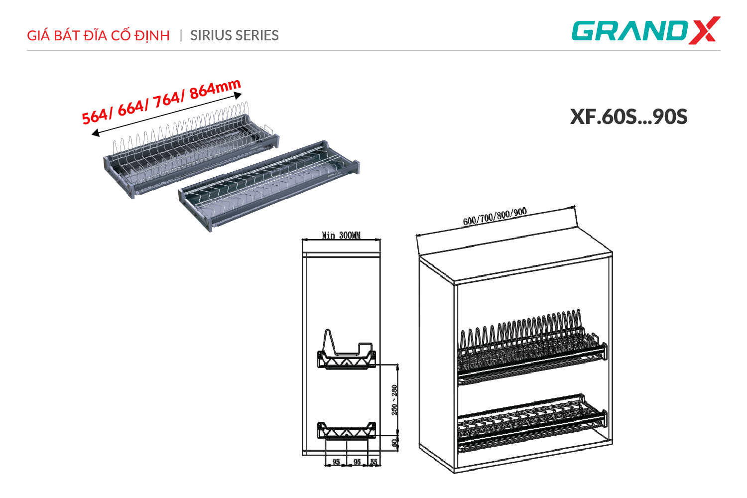 Giá bát đĩa cố định GrandX XF.80S – ảnh 3