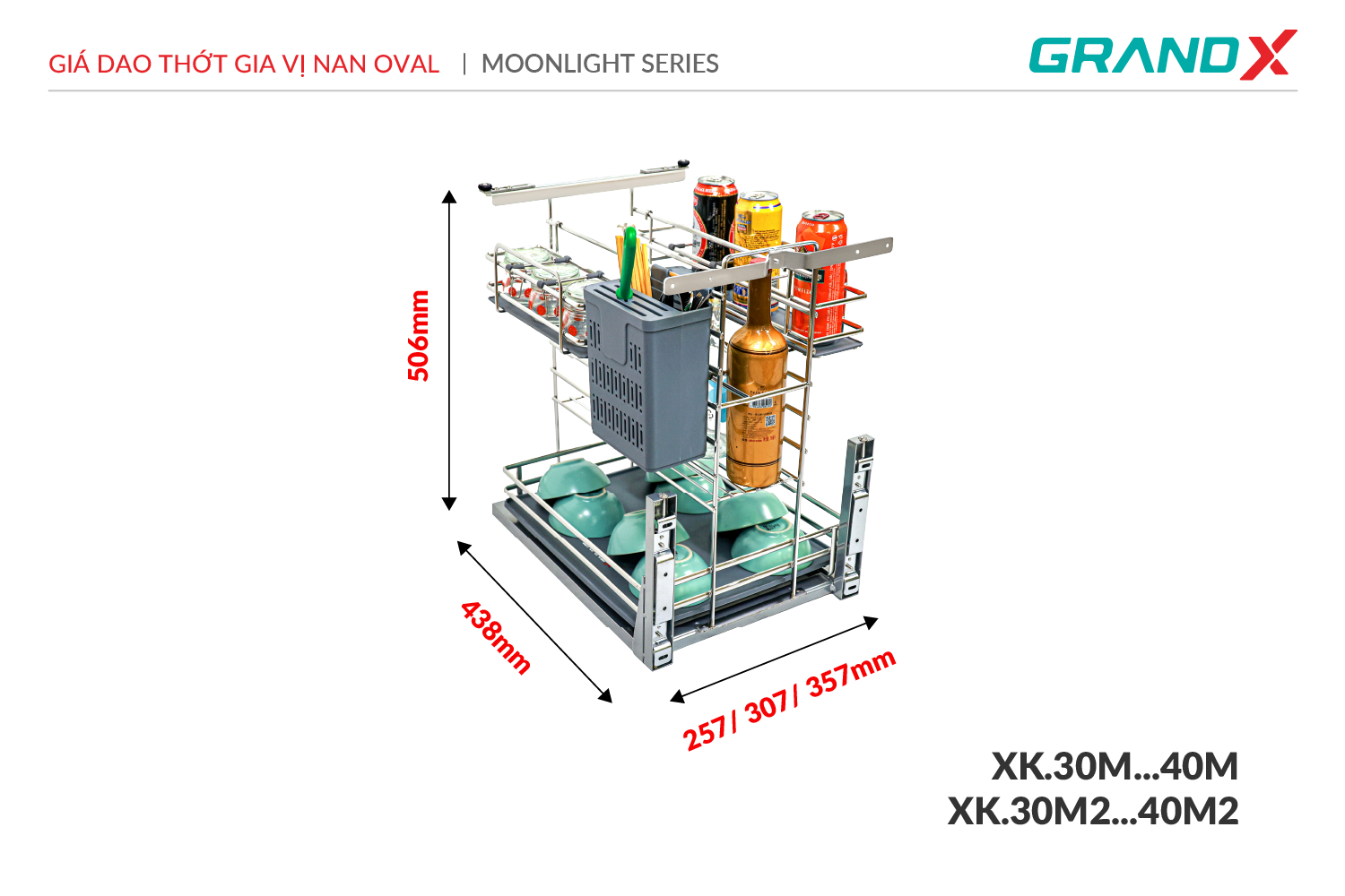 Giá dao thớt gia vị nan Oval GrandX XK.30M – ảnh 3