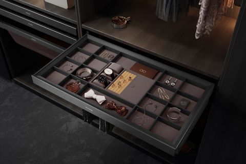 Ngăn kéo đồ trang sức bọc da cao cấp - High Class Grey GrandX XM.90C