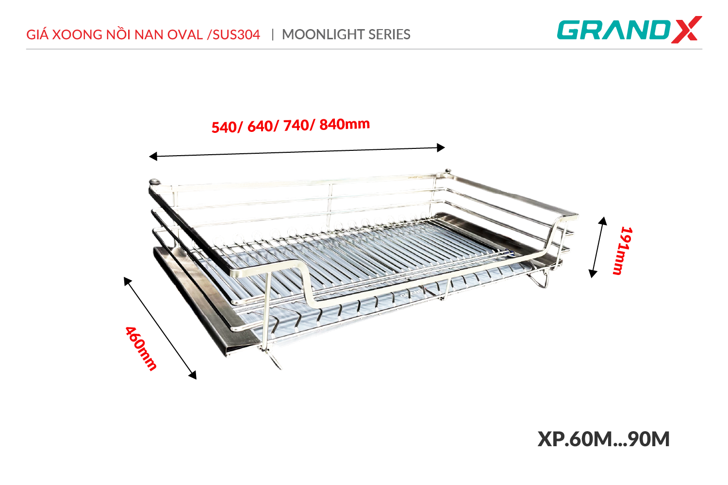 Giá xoong nồi nan OVAL/SUS304 GrandX XP.80M – ảnh 2