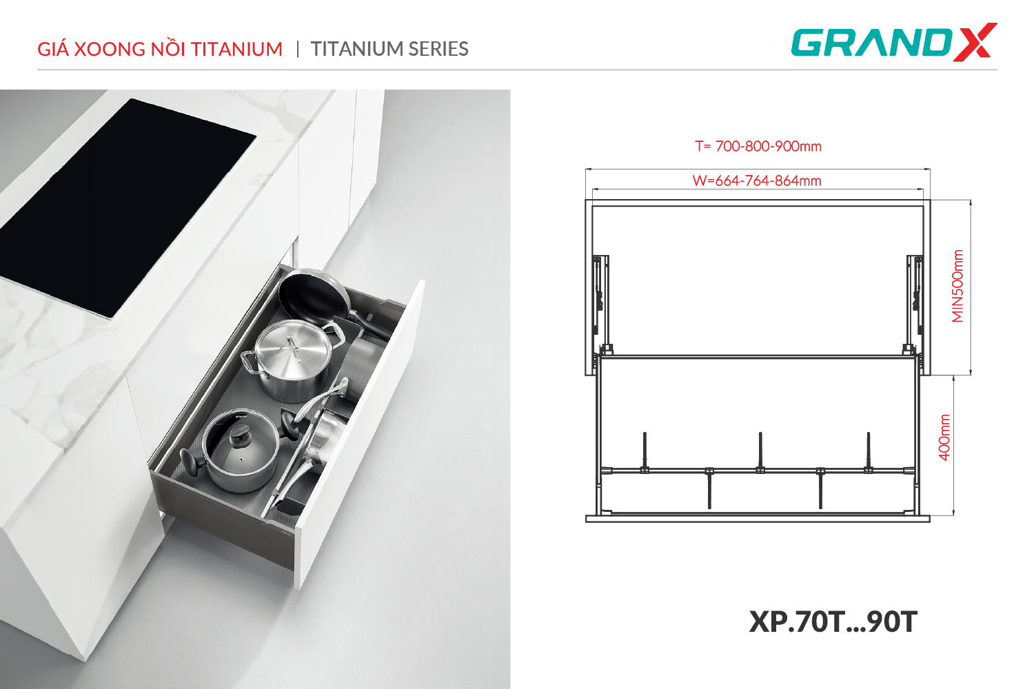 Giá xoong nồi Titanium GrandX XP.70T – ảnh 3