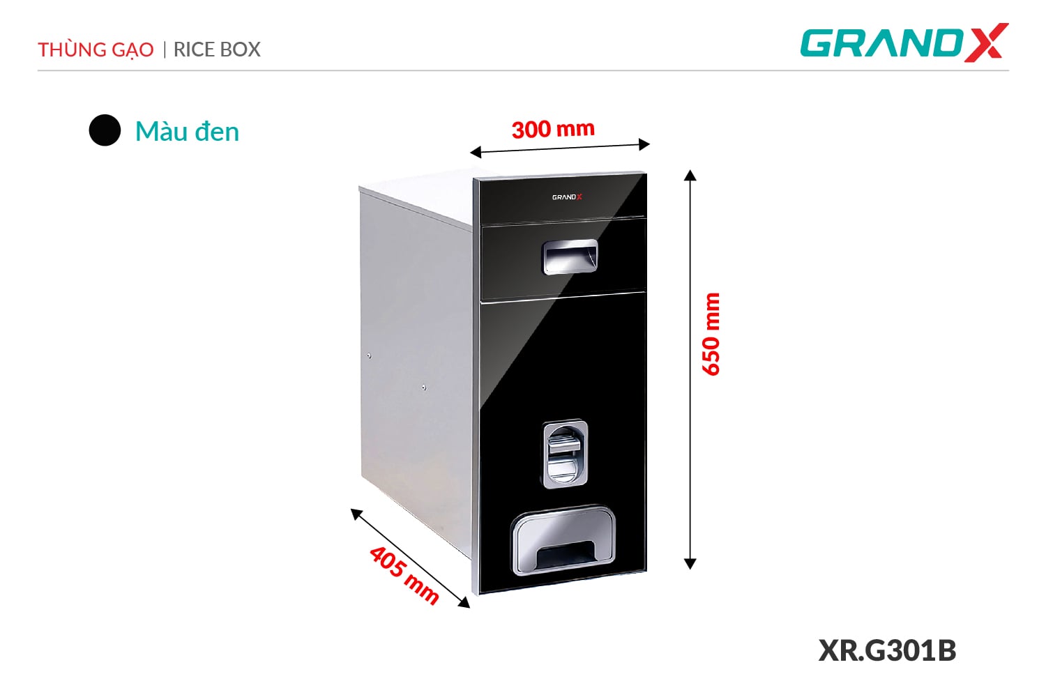 Thùng gạo mặt kính cường lực GrandX XR.G301B – ảnh 2