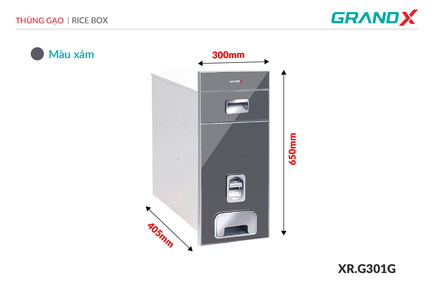 Thùng gạo mặt kính cường lực GrandX XR.G301G – ảnh 2