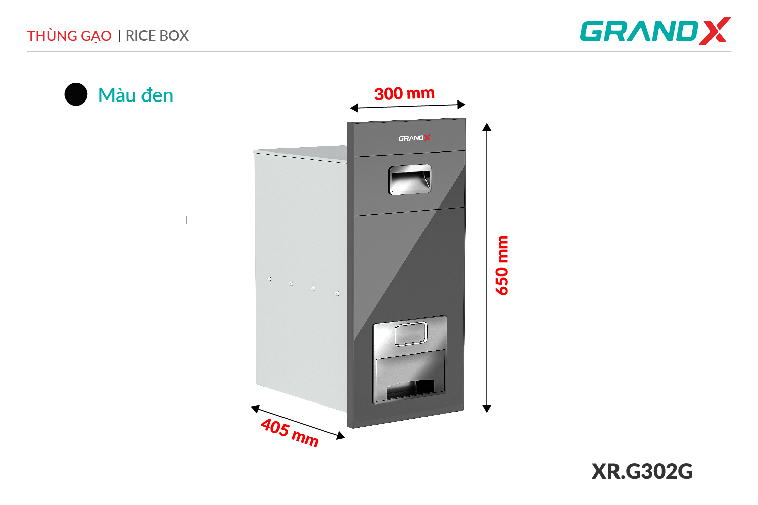 Thùng gạo mặt kính nút nhấn GrandX XR.G302G – ảnh 2