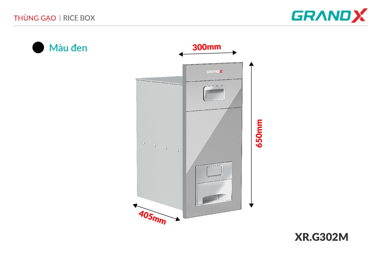 Thùng gạo mặt kính nút nhấn GrandX XR.G302M – ảnh 2