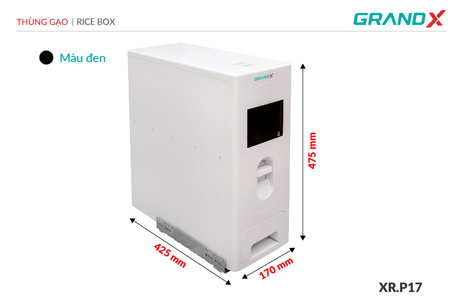 Thùng gạo âm tủ cánh mở GrandX XR.P17-1 – ảnh 2
