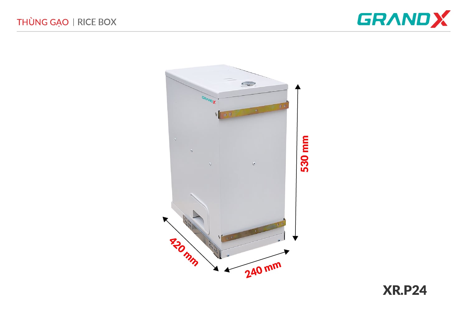 Thùng gạo âm tủ cánh kéo GrandX XR.P24-1 – ảnh 2