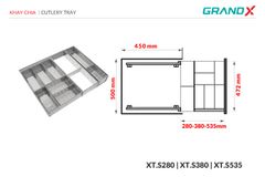 Khay chia thìa nĩa đa năng SUS304 cao cấp GrandX XT.S380 ảnh 3