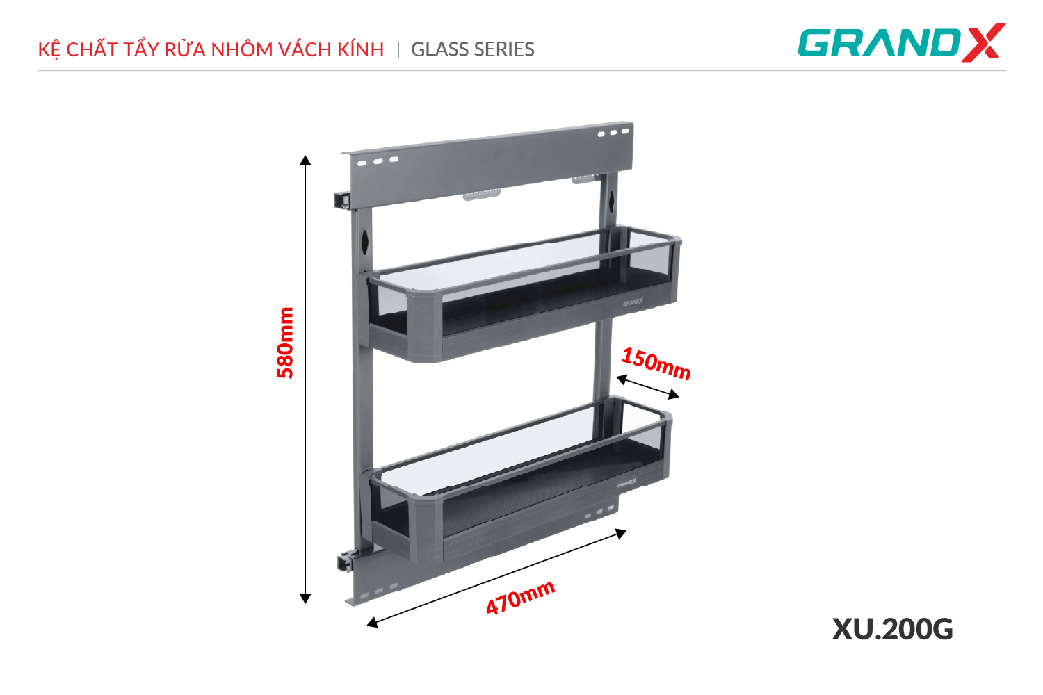 Kệ chất tẩy rửa nhôm vách kính GrandX XU.200G – ảnh 3
