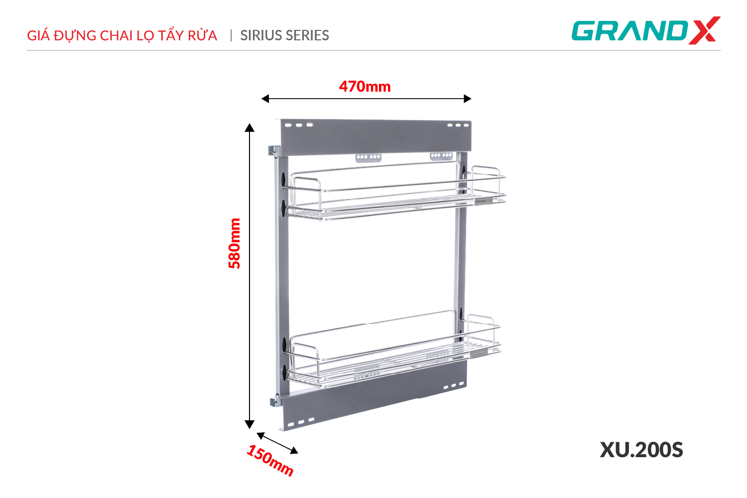 Kệ đựng chai lọ tẩy rửa GrandX XU.200S – ảnh 3