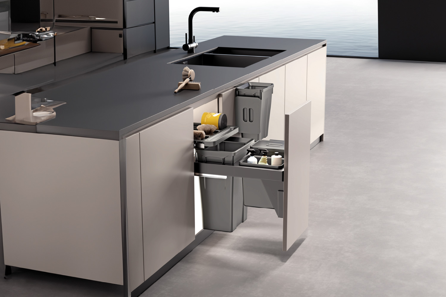 Thùng rác đôi cánh kéo âm tủ GrandX XW.D30-1 – ảnh 2