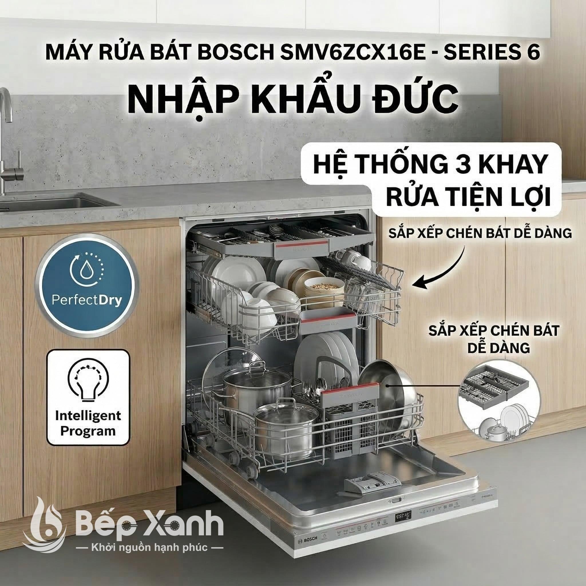 Sấy Zeolith – Máy rửa chén Bosch SMV6ZCX16E âm toàn phần Series 6, sấy Zeolith