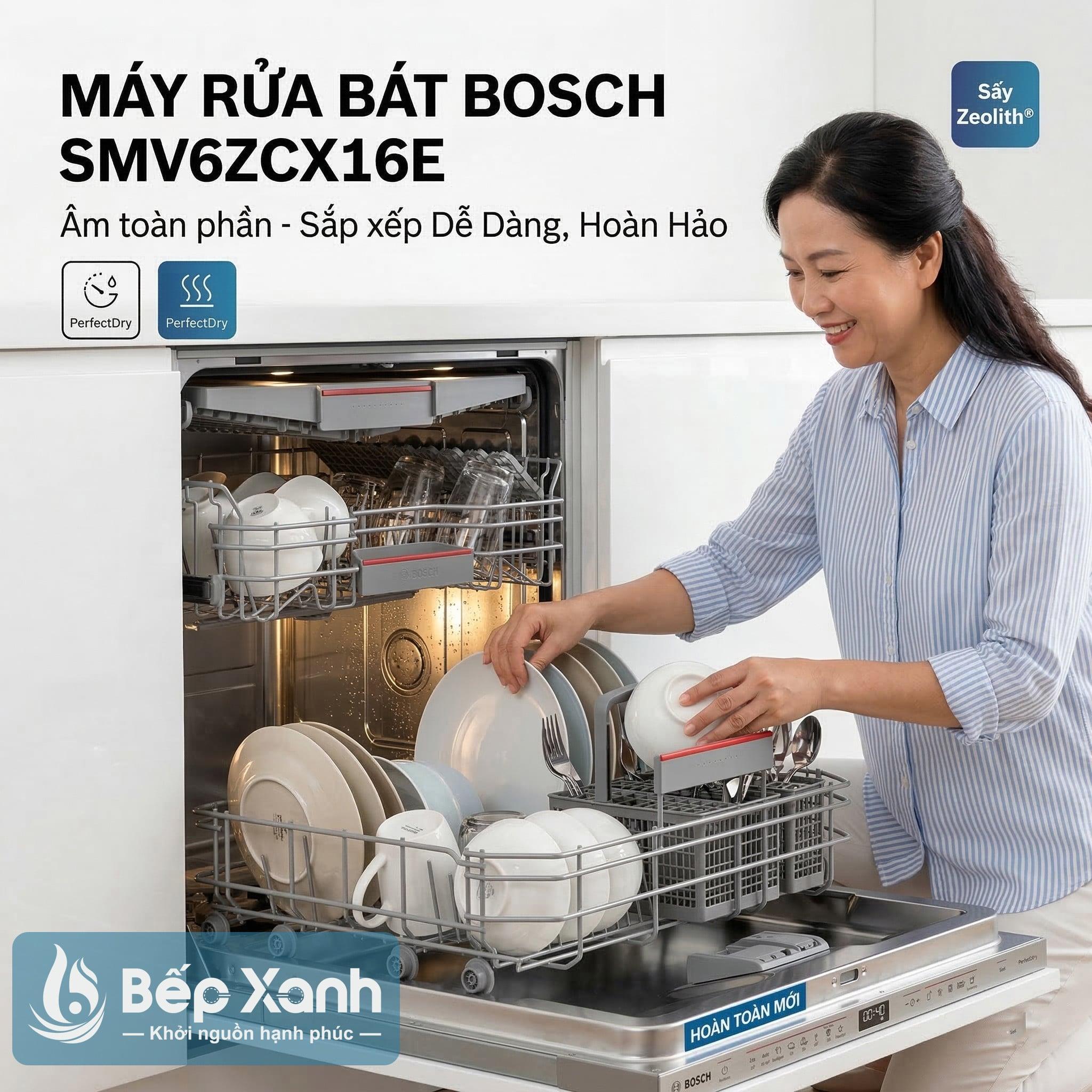 Máy rửa chén Bosch SMV6ZCX16E âm toàn phần Series 6, sấy Zeolith – ảnh 1