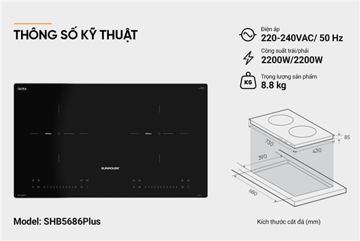 Bếp đôi điện từ Sunhouse SHB5686PLUS – ảnh 5