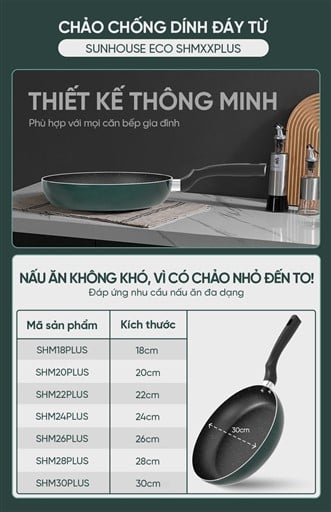 Chảo chống dính đáy từ Sunhouse eco SHM30 PLUS – ảnh 5