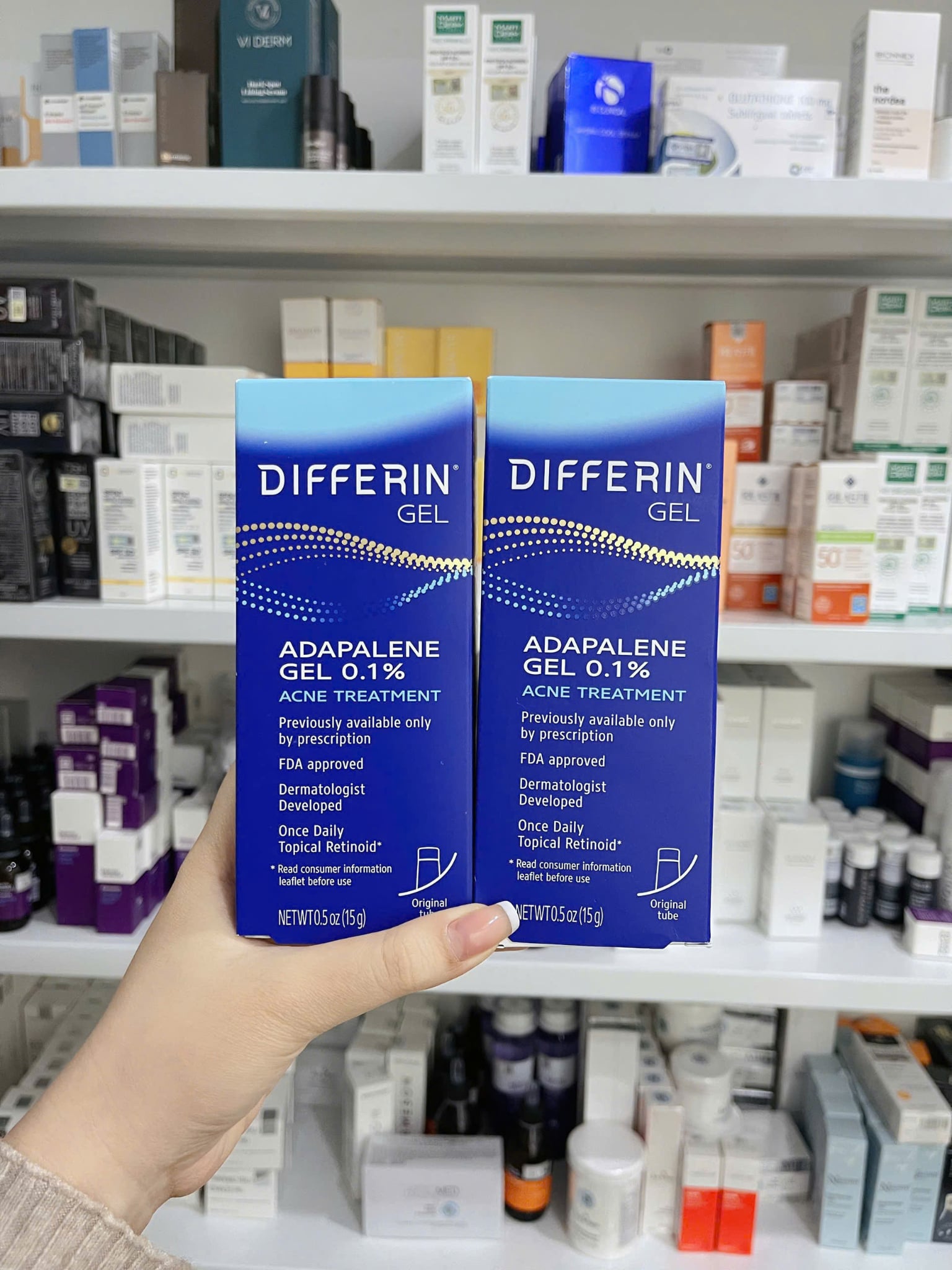  [Bản Mỹ] Differin Gel 0.1% Adapalen Galderma da mụn trứng cá 15g và 45g 