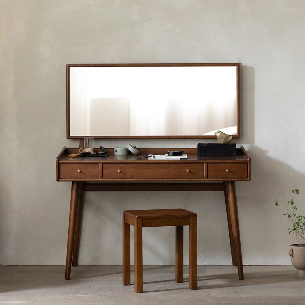  BÀN TRANG ĐIỂM KÈM GƯƠNG BẰNG GỖ NGUYÊN KHỐI ELIN VANITY & MIRROR 