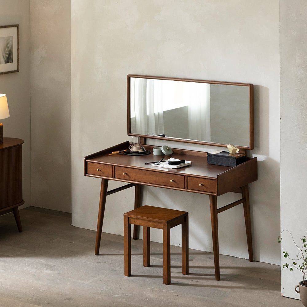  BÀN TRANG ĐIỂM KÈM GƯƠNG BẰNG GỖ NGUYÊN KHỐI ELIN VANITY & MIRROR 