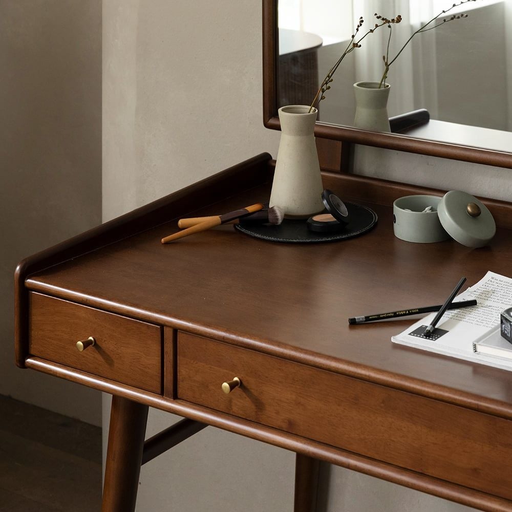  BÀN TRANG ĐIỂM KÈM GƯƠNG BẰNG GỖ NGUYÊN KHỐI ELIN VANITY & MIRROR 