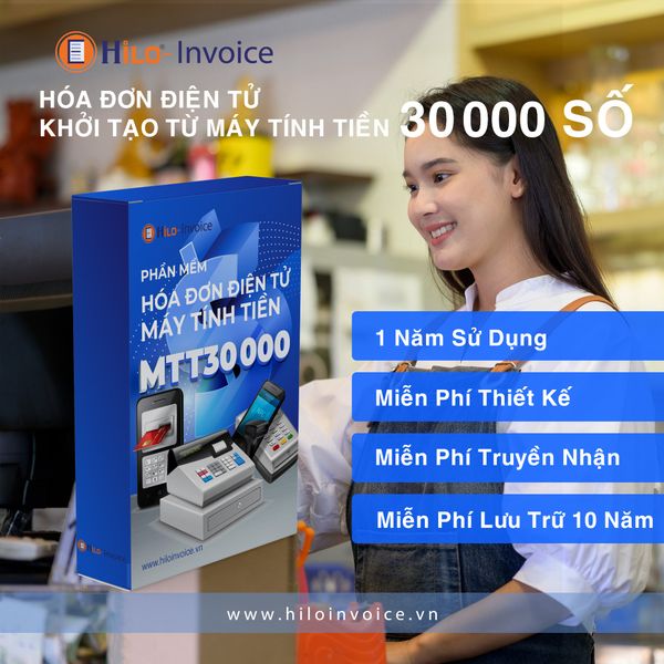 Hóa đơn điện tử khởi tạo từ máy tính tiền 1 năm 30000 số