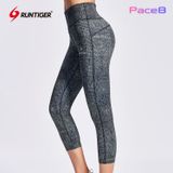  Quần Lửng Legging Nữ RunTiger 4686 Nâng Mông - Màu Xám Đen 