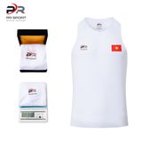  Áo chạy bộ Nam Singlet - TRẮNG TINH - Ép nhiệt Pr Sport 