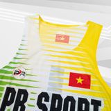  Áo chạy bộ Nữ Singlet - XANH VÀNG - Ép nhiệt | Áo chạy bộ PR SPORT 
