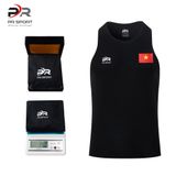  Áo chạy bộ Nam Singlet - ĐEN TUYỀN - Ép nhiệt | Áo chạy bộ PR SPORT 