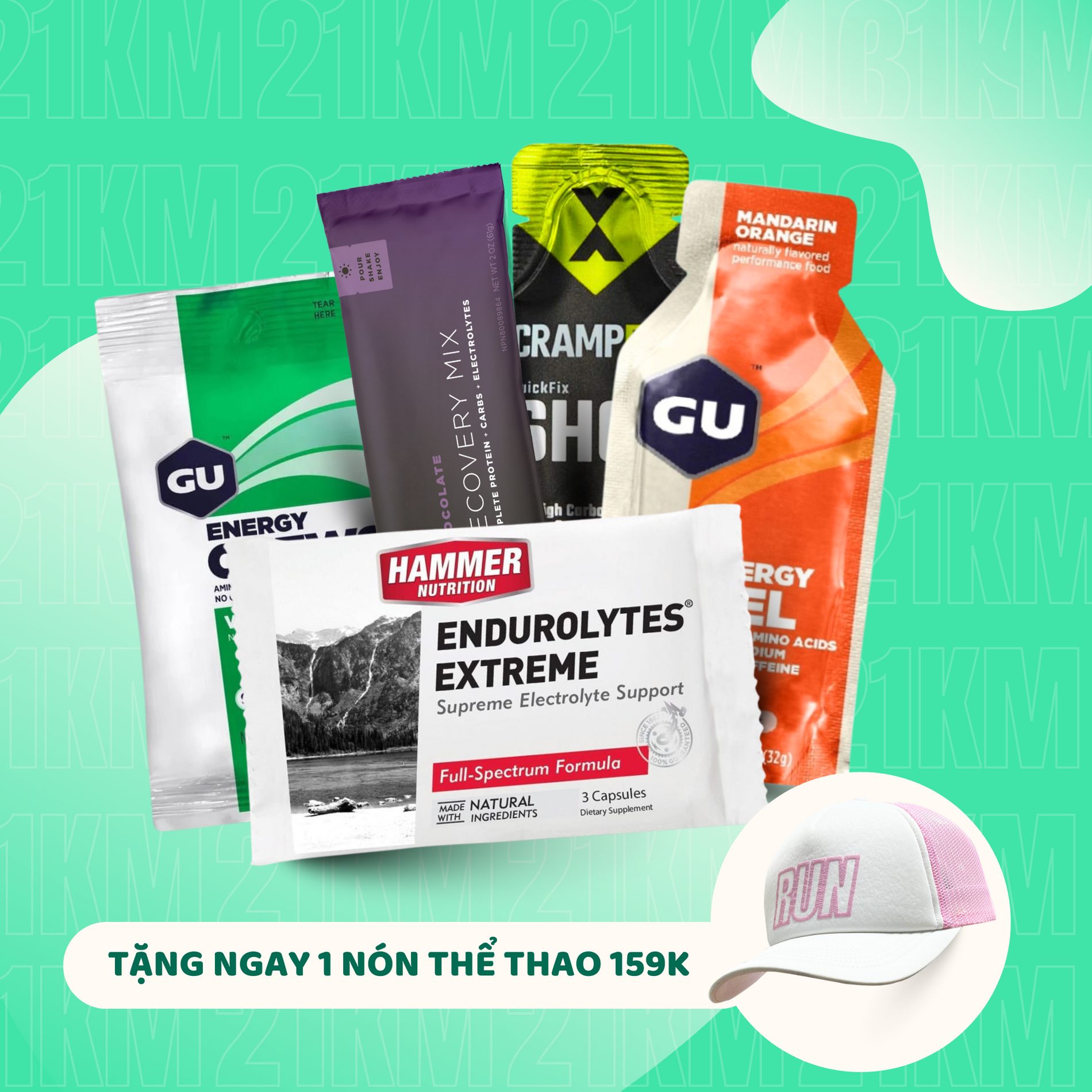  [Combo] Dinh dưỡng tặng kèm nón thể thao hồng Run Royabe 