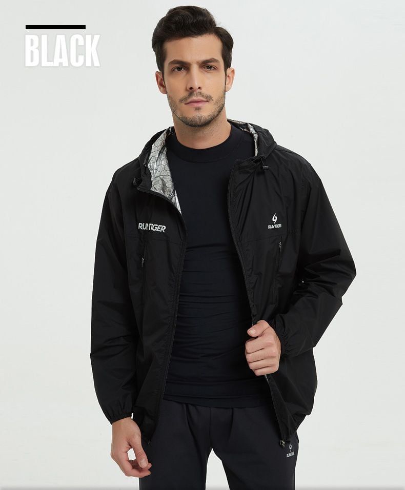  Áo Khoác Chạy Bộ Nam RunTiger 767 - Màu Đen 