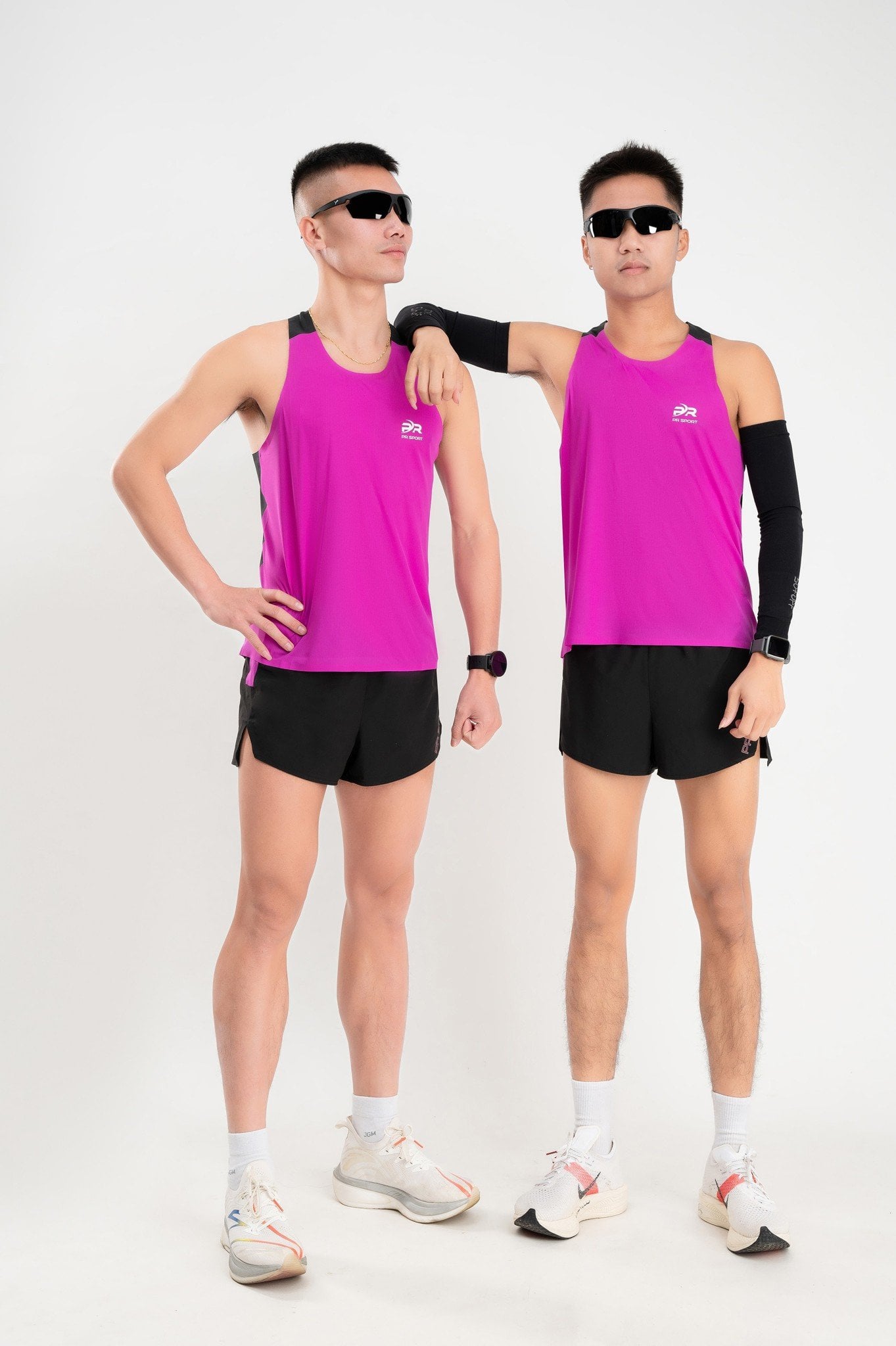 Áo Chạy Bộ Nam Singlet Tím Đen PR Sport