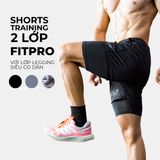  Quần Tập Gym 2 Lớp Wolf Active Fitpro W104, Quần Gym Nam 2 Lớp, Nhanh Khô, Co Giãn Thoải Mái 