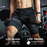  Quần Tập Gym 2 Lớp Wolf Active Fitpro W104, Quần Gym Nam 2 Lớp, Nhanh Khô, Co Giãn Thoải Mái 