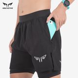  Quần 2 Lớp Thể Thao Wolf Active Essential V1 W110, Quần 2 Lớp Chạy Bộ, Tập Gym Chất Vải Cao Cấp 
