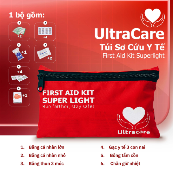 Túi sơ cứu y tế ultracare first aid kit superlight trang bị đầy đủ các vật dụng cần thiết