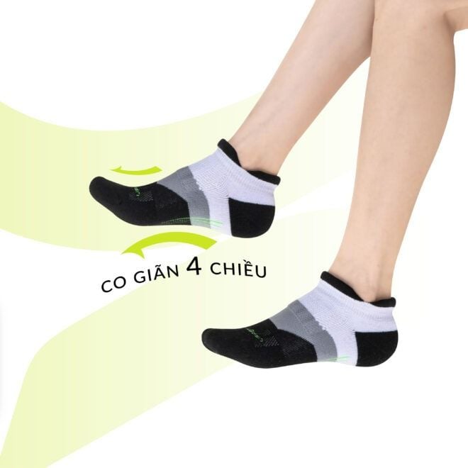 Tất/vớ cổ ngắn upper you max cushion spm2001 dày dặn êm ái - trắng đen xám