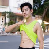  Áo thun thể thao chạy bộ nam MOTIVE Men Simple Color Singlet - Màu xanh Neon 