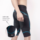  Quần Đùi Bó Cơ Nam RunTiger 7002M - Màu Đen Xanh 