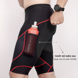  Quần Đùi Bó Cơ Nam RUNTIGER 7002M - Màu Đen Đỏ 