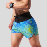  Quần Short thể thao chạy bộ nam đa năng MOTIVE MEN SHORT BELT - Màu xanh/ Vàng hoạ tiết 