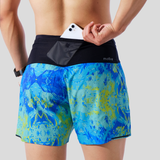  Quần Short thể thao chạy bộ nam đa năng MOTIVE MEN SHORT BELT - Màu xanh/ Vàng hoạ tiết 