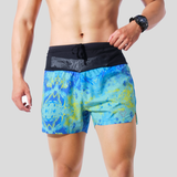  Quần Short thể thao chạy bộ nam đa năng MOTIVE MEN SHORT BELT - Màu xanh/ Vàng hoạ tiết 