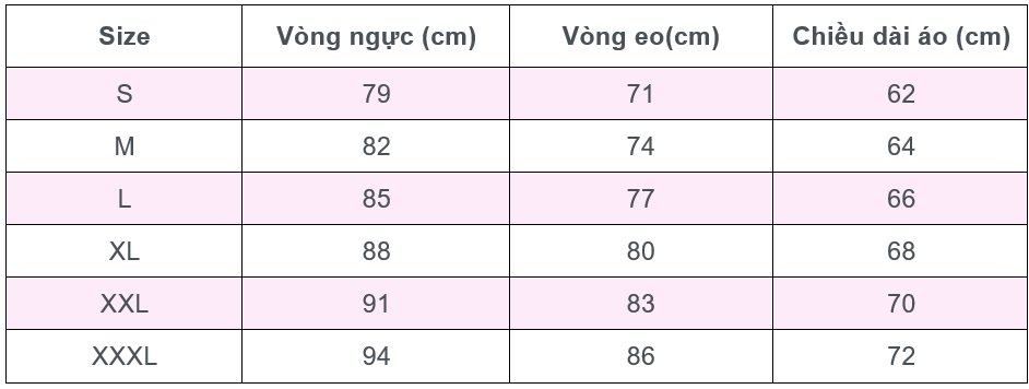Bảng size áo dài tay nam RunTiger