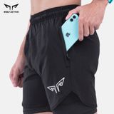  Quần 2 lớp thể thao chạy bộ nam Wolf Active Max Speed W195, nhanh khô, nhẹ, nhiều túi 