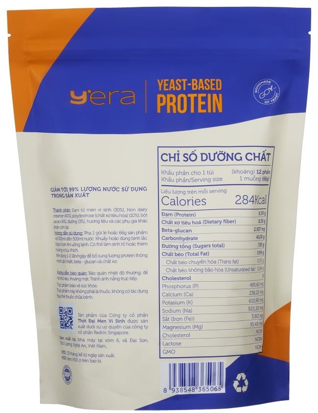 Men vi sinh Yera Protein chứa hàm lượng dinh dưỡng dồi dào
